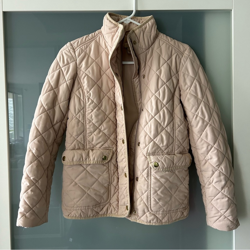 Cream Quilted J.Crew Barn Jacket